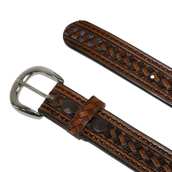 CTM Men's Big & Tall Leather Western Belt with Removable Buckle - Picture 2 of 2
